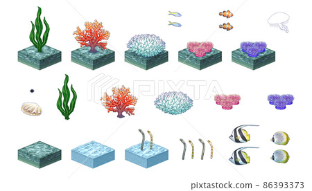 Seabed and sea creature set 86393373
