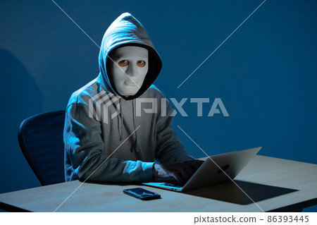 Hacking cyber attack mask crime 86393445