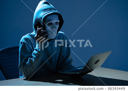 Hacking cyber attack mask crime Hacking cyber attack mask crime 86393449