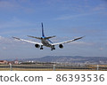 ANA Boeing 787 Dreamliner landing at Osaka International Airport 86393536