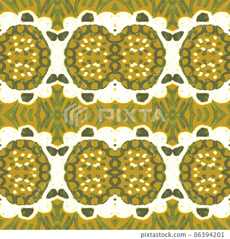 Abstract folk ornament. Seamless ethnic design. Watercolor flower background. 86394201