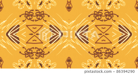Seamless flower folk pattern. Abstract ethnic print. Watercolor batik background. Seamless flower folk pattern. Abstract ethnic print. Watercolor batik background. 86394290