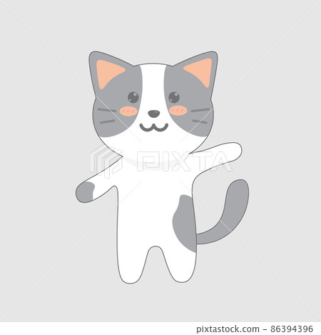 A waving cute cat icon. Cartoon characters art 86394396