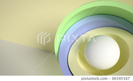 Multi-colored glossy hemispheres. Core and layering. A three-dimensional figure. Primitives 86395387