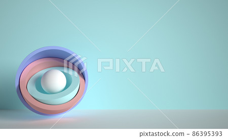 3d minimal motion design, ball hidden inside colorful hemispheres, layers opening. Simple geometric objects, primitive shapes isolated on pink background. Live image, modern animated poster. 86395393