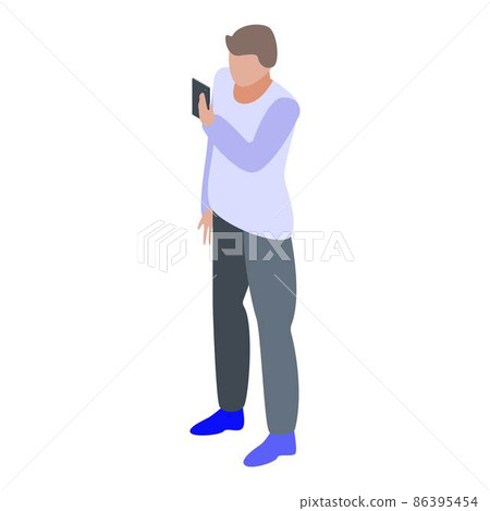 Boy excursion smartphone icon, isometric style 86395454