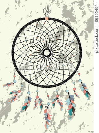 dream catcher boho native american indian talisman dreamcatcher. Clothes ethnic tribal design. Magic tribal feathers. Fashionable template 86395494