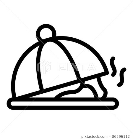 Dish under lid on tray icon, outline style Dish under lid on tray icon, outline style 86396112