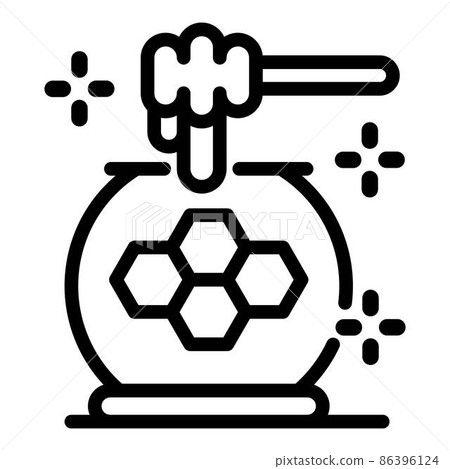 Honey jar and dipper icon, outline style Honey jar and dipper icon, outline style 86396124