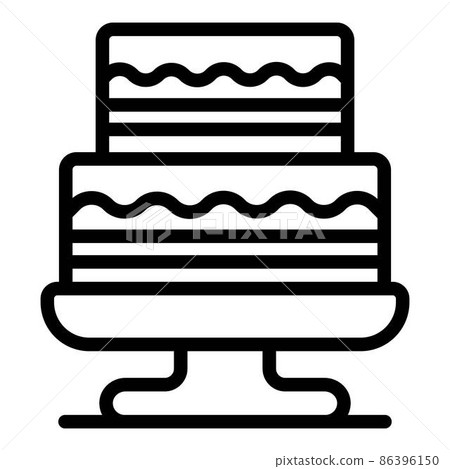 Two level cake on a stand icon, outline style Two level cake on a stand icon, outline style 86396150