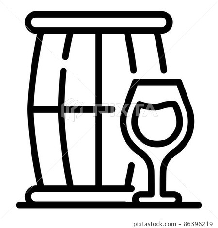 Keg and a glass icon, outline style Keg and a glass icon, outline style 86396219