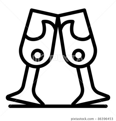 Two clinking glasses icon, outline style 86396453