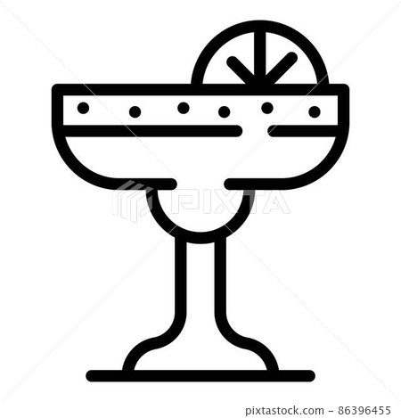 Wine glass with lemon icon, outline style 86396455