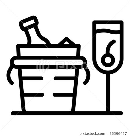 Champagne in a bucket with ice icon, outline style 86396457