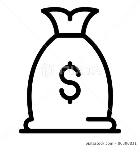 Prison money bag icon, outline style 86396831