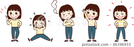 A set illustration of a child's pose. A set illustration of a child's pose. 86396933