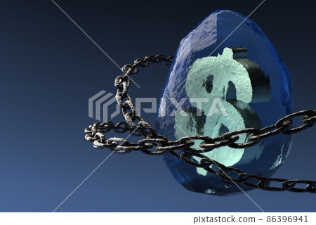 Freezing dollar mark asset freezing image 86396941