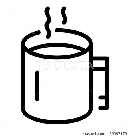Hot coffee mug icon, outline style Hot coffee mug icon, outline style 86397179