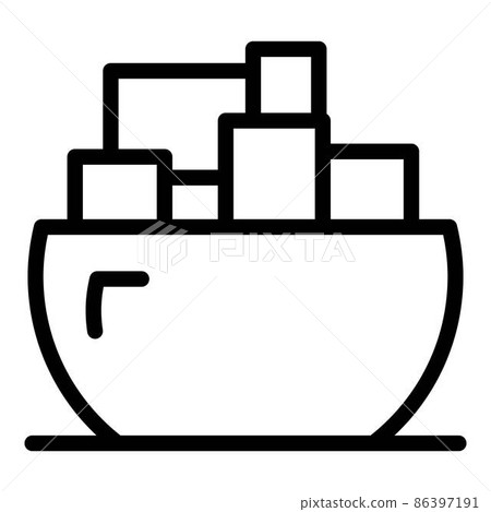 Bowl sugar cubes icon, outline style Bowl sugar cubes icon, outline style 86397191