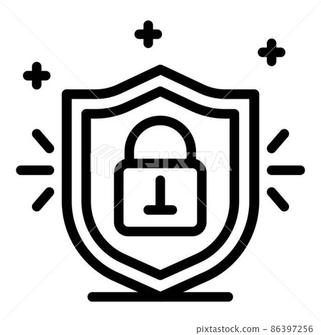 Locked padlock shield icon, outline style Locked padlock shield icon, outline style 86397256