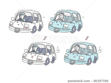 Set of people driving a car Anxiety and peace of mind Comical handwritten person illustrations Vector line drawings Set of people driving a car Anxiety and peace of mind Comical handwritten person illustrations Vector line drawings 86397398