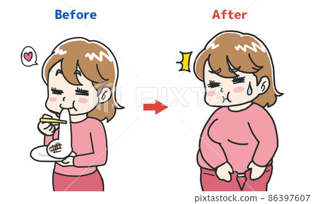 New Year fat before and after illustrations New Year fat before and after illustrations 86397607