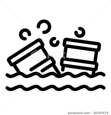 Biohazard barrels in sea icon, outline style 86397674