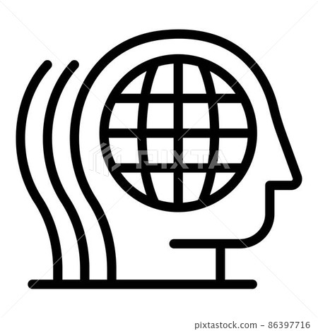 Global earth thinking icon, outline style 86397716