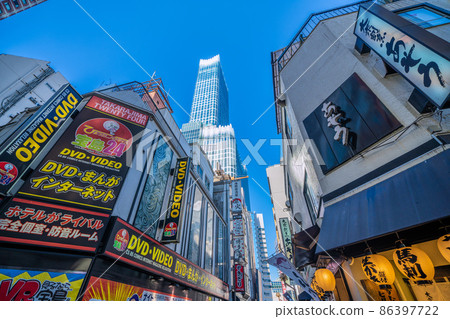 日本歌舞伎町的東京城市景觀,新宿的新象徵,如“東急歌舞伎町塔” 日本歌舞伎町的東京城市景觀,新宿的新象徵,如“東急歌舞伎町塔” 86397722