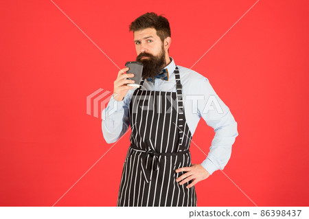 Caffeine drink. Loving his job. Third wave coffee aspires 86398437