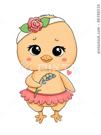 Cute little chick in skirt with flowers 86398519