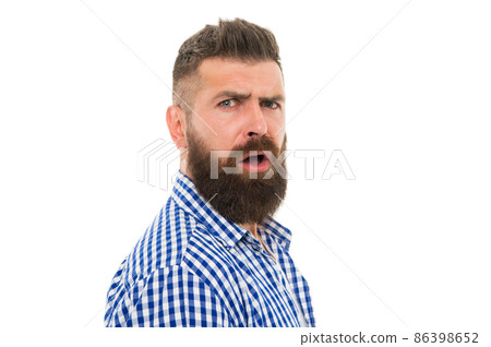 Have some doubts. Hipster bearded face not sure Have some doubts. Hipster bearded face not sure 86398652