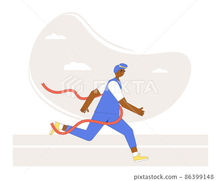 Woman crossing the finish line. Woman crossing the finish line. 86399148