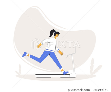 Runner on treadmill. Jogger. Young woman wearing in sports clothses doing cardio. 86399149