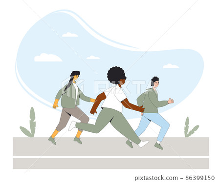 Running people. Different runners marathon 86399150