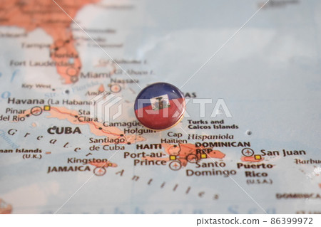 Haiti flag drawing pin on the map Haiti flag drawing pin on the map 86399972