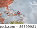 Puerto Rico flag drawing pin on the map 86399981