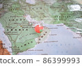 Oman flag drawing pin on the map 86399993
