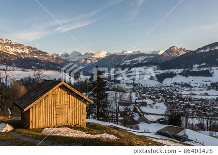 View of the Churfirsten, Neu St. Johann, Toggenburg, Canton of St. Gallen, Switzerland 86401428