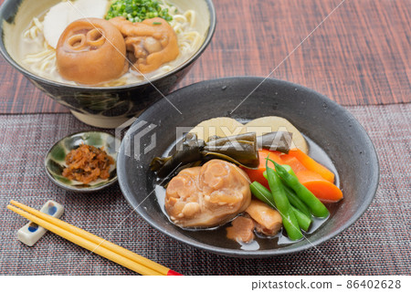 Okinawan cuisine, simmered tebichi, simmered tebichi, tebichi soba Okinawan cuisine, simmered tebichi, simmered tebichi, tebichi soba 86402628