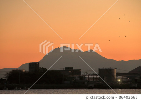 Omuta City Miike Port Dusk at the port, 86402663