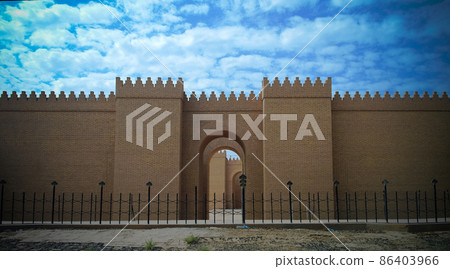 Gate of partially restored Babylon ruins, Hillah, Iraq Gate of partially restored Babylon ruins, Hillah, Iraq 86403966
