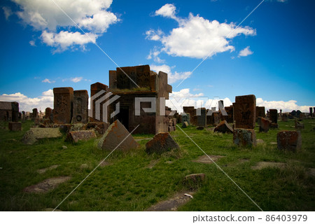 Stone slabs aha khachkar, Noratus cemetery, Armenia Stone slabs aha khachkar, Noratus cemetery, Armenia 86403979