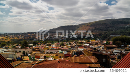 Aerial panorama view to old Harar city aka jugol Ethiopia Aerial panorama view to old Harar city aka jugol Ethiopia 86404011