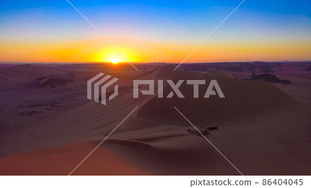 Sunrise view to Tin Merzouga dune, Tassili nAjjer national park, Algeria Sunrise view to Tin Merzouga dune, Tassili nAjjer national park, Algeria 86404045