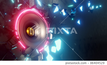 Music speaker breaks through the wall 86404529