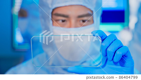 engineer with transparent screen 86404799