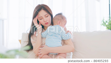mother with her baby mother with her baby 86405293