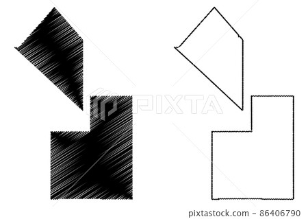 Esmeralda and Lincoln County, Nevada (U.S. county, United States of America, USA, U.S., US) map vector illustration, scribble sketch map 86406790