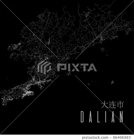 Dalian city province vector map poster. China... - Stock Illustration ...